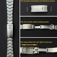 22mm Brushed Stainless Steel Watch Bracelet for Breitling Seiko Samsung Galaxy Watch Band Huawei Amazfit GTR Watch Strap Citizen
