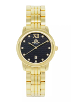 Roscani Roscani Grace B73 (Curved Crystal + Platinum Plating) Gold Black Bracelet Women Watch