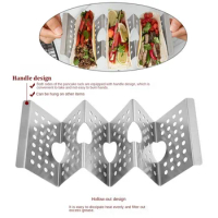 2/3 Grids Taco Holder Available on Both Sides Stainless Steel Taco Shell Stand Handle Design Hollowed Out Corn Tortilla Tray