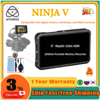 Atomos Ninja V 5" 4K Recording Monitor 10bit HDR with 2 L-Series Batteries Charger and Power Supply Adapter PORTABLE MONITOR