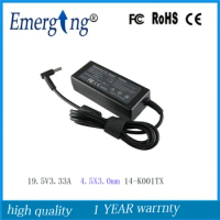 19.5V 3.33A 65W 4.5X3.0mm AC Laptop Adapter Charger For HP ENVY 14-K001TX