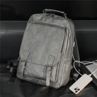 New Fashion Men's Backpack Casual Waterproof PU Leather Backpack Men Women Simple Design Large Capacity Backpack Travel Bags