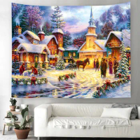 Christmas Snowman Magic Tapestry Wall Painting Hanging Poster Bedroom Living Room Premium Parties Hanging Decoration Party Brass