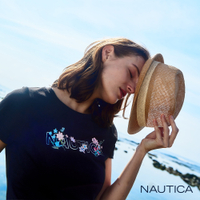 Nautica女裝 花樣圓領短袖T恤-黑