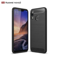 Shock Absorption Phone Cover for Nova 3 Silicone Case for Huawei nova3 Soft TPU Carbon Fiber Cases Coque Fundas