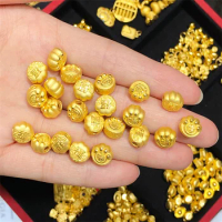 Pure 24K Yellow Gold Beads Women 999 Gold FU Beads Cat hand Bracelet 1pcs