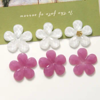 Newest 50pcs 25*25mm Acrylic Jelly Flower Patch Sticker Ornament Accessories Floral Hair Clip Earring Phone Case Decor Material