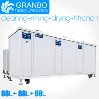 Granbo 3x88L Industrial Multi-tank Ultrasonic Cleaner With Rinsing Drying Filtration System For Auto Parts Engine remove oil