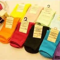 100% cotton autumn -summer candy color mid-calf length sock and wholesale long warm socks women Free Shipping