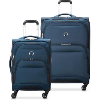 DELSEY PARIS Sky Max 2.0 Softside Expandable Luggage with Spinner Wheels, Blue, 2-Piece Set (21/24)