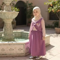 Gamis Anak Perempuan Sherina Bahan Knit Model Rompi Kancing XXL Pink