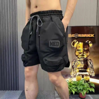 Large Pocket Mens Cargo Shorts with Pockets Letters Outdoor Sports Function korean Luxury Wide Cotton Big and Tall Jogger Y2k