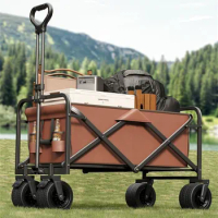 250L Camping Trolley Foldable Wagon Cart Outdoor Picnic BBQ Table Beach Travel Luggage Tent Storage Collapsible Shopping Cart