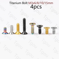 Tgou Titanium Bolt M3x6/8/10/15mm Hex Flat Head Screws for Bicycle Refit 4pcs
