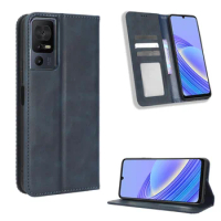 For TCL 40SE luxury magnetic buckle retro pattern leather case for TCL 40 SE TCL 40SE phone protective case