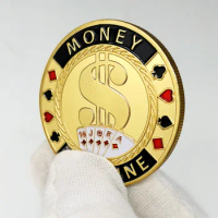 Poker Card Guard Protector Metal Token Coin with Plastic Cover Texas Poker Chip Set Casino MONEY MACHINE Gold Plated Coins