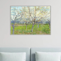 《桃紅色果樹園》梵谷．後印象派 世界名畫 經典名畫 風景油畫-白框60x80CM