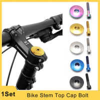 XMSJ Bike Stem Top Cap Bolt Bicycle Bowl Cover Headset Top Cap Parts Accessories Front Fork Stem 28.6mm 1 1/8" Titanium Screw