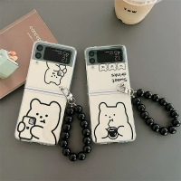 韓國小熊三星zflip2/3代5g摺疊手機保護套f7110可愛透明外殼摺疊