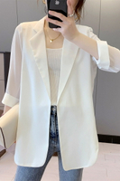 雪紡小西裝女2022年夏季新款白色西服上衣薄款氣質休閑外套防曬衣