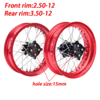 Pit bike Rims 15mm hole 2.50-12inch &amp; 3.00x12"inch front and rear wheel CNC hub dirt bike CRF Kayo BSE Apollo part