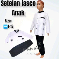 setelan jasco hitam putih anak laki-laki size 1-15 baju Koko jasco anak Putih Muslim Panjang