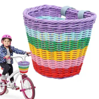 Scooter Baskets For Kids Colorful Woven Bike Basket For Kid Bike Handlebar Children's Bike Basket Front For Girl Boy Scooter