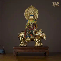 26.7inches China Pure Brass 24K Genuine Gold Manjuist Kwan-yin Bodhisattva Bodhisattva Buddha Statue Copper Decoration Home Gift