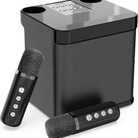 Dual Microphone Karaoke Machine for Adults Kids Portable Bluetooth PA Speaker System with 2 Wireless Microphones Home Musix Box