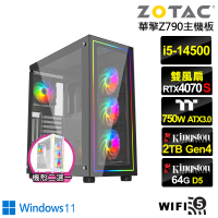 【NVIDIA】i5十四核GeForce RTX 4070S Win11{音速上校BW}電競電腦(i5-14500/華擎Z790/64G/2TB/WIFI)