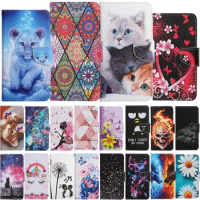 Cute Flower Cat Painted Case For Samsung Galaxy Note 20 Ultra S22 Ultra S21 Plus S21 FE S20 Leather Flip Wallet Book Cover Coque