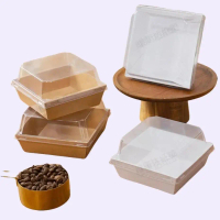 [Bộ 10 - 50] Hộp giấy vuông màu trắng, màu nâu (kraft) mã E1413 nắp trong đựng bánh su kem, bánh mì,