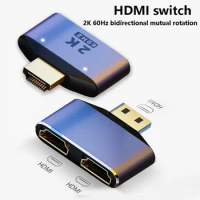 HDMI-compatible Converter Adapter 2K HD 60Hz 8Gbps UHD Connector Splitter Mini 1 to 2 HDMI-compatible Transfer with Indicator
