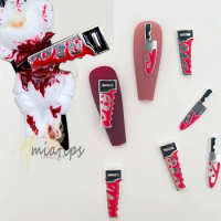 Bloody Knives Halloween Nail Art Charms Decorations Ghostface Spooky Resin 3D Nail Charm Rhinestone Jewelry Decor Accessories