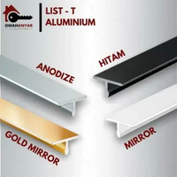 1 IKAT (50 BATANG) List T Aluminium Huben LTA-10, 15, 18 Anodize Hitam Gold Miror 3METER LTA-15 GOLD