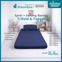 Quantum Dreambox Sprei Set Trifold dan Topper - Zoma Katun Korea Polos Green 160 x 200
