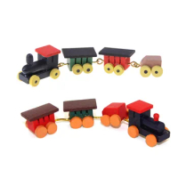 1set New Arrival Wood Trains Model Toys Gifts for Children 1/12 Dollhouse Miniature Painted Wooden Toy Train Set and Carriages