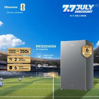 Hisense Kulkas RR120D4IGN Refrigerator Mini Bar Kapasitas 91L 1 Pintu Warna Silver 2L Rak Muat Ukura