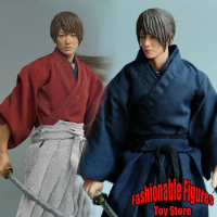 1/12 Men Soldier HIMURA KENSHIN Blue Coat Belt Pants Clothes Set Japan Samurai Uniform Fot 6Inch Action Figure Model Toys