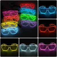 1PC Flashing EL Wire Transparent LED Glasses Luminous Party Lighting Classic Novelty Gift Bright LED Light Up Party Glasses