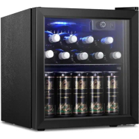 12 Bottle 48 Can Beverage Refrigerator Cooler - Mini Fridge Glass Door for Beer Soda Drinks or Wine,Freestanding Beverage