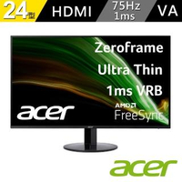 【Acer 宏碁】23.8型 VA文書影音螢幕 支援HDMI介面/FreeSync(SB241Y A)