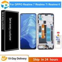 Original AAA For OPPO Realme 6 LCD Display Touch Screen Panel Digitizer For Realme7 Display 7i LCD Assembly With Frame 6.5 ''