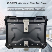 Motorcycle Rear Top Case Moto Luggage Storage Tail Box Waterproof Motorcycle Aluminum Trunk Key Lock Tool box 45L/55L/65L