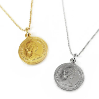 【日本MELODY ACCESSORY】日本製英國皇家硬幣錢幣造型銀項鍊 附延長鍊(日式輕奢珠寶 微鑲鑽精緻禮物)