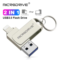 Iphone Lightning USB 3.0 Flash Drive 256GB For IOS iPad PC Silver/Black OTG Pen drive 128GB 2 in 1 Pendrive 64GB Memory stick