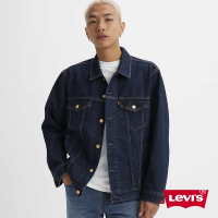 Levis 男款 TYPE 3經典舒適牛仔外套 / 限定金扣 / 大紅印花 / 雪花棉深藍