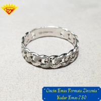 Cincin Emas Putih Motif Kadar Emas 750