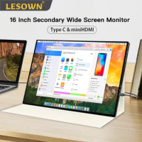 LESOWN USB C Extra Wide Touchscreen Gaming Monitor 16 inch 120Hz 1920x1200 IPS Screen Extender for PS4/5 Xbox Switch Laptop