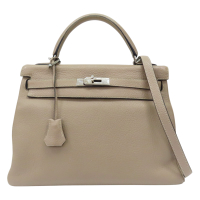 【二手名牌BRAND OFF】HERMES 愛馬仕 斑鳩灰 Togo牛皮 kelly32 凱莉包 两用包 口P刻 銀扣